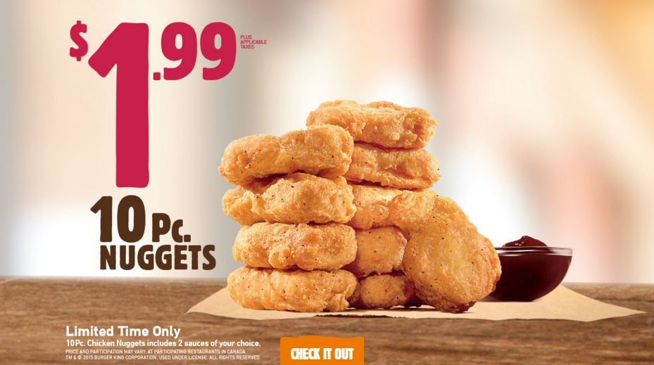Deal: BK 10 Nuggets for $1.99