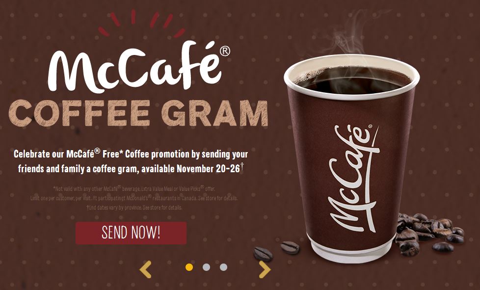 Deal:  McDonald’s Free Small Coffee November 20 – 26